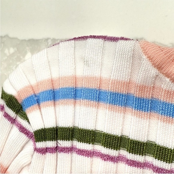 NWT VERONICA BEARD Metallic Striped Rib Knit V-Neck Long Sleeve Slim Sweater M - Picture 7 of 7